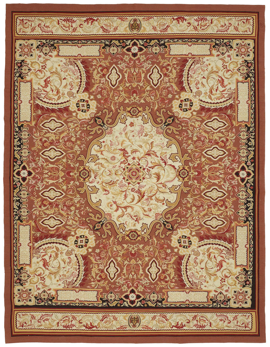 Sivemi Vintage Kahverengi Bej Madalyon Desenli El Dokuma Halı 277x357 cm