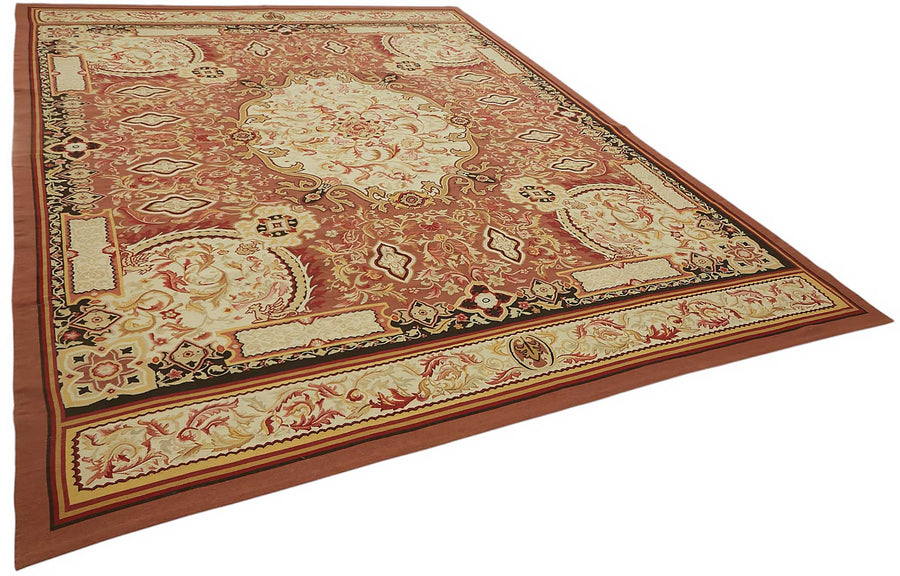 Sivemi Vintage Kahverengi Bej Madalyon Desenli El Dokuma Halı 277x357 cm – genel görünüm