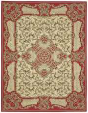 Sivemi Madalyon Desenli Krem Kırmızı Dokuma Halı 273x354 cm