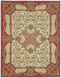 Sivemi Madalyon Desenli Krem Kırmızı Dokuma Halı 273x354 cm