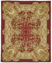 Sivemi Aubusson Bordo Bej Çiçek Desenli El Dokuma Halı 255x310 cm
