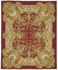 Sivemi Aubusson Bordo Bej Çiçek Desenli El Dokuma Halı 255x310 cm