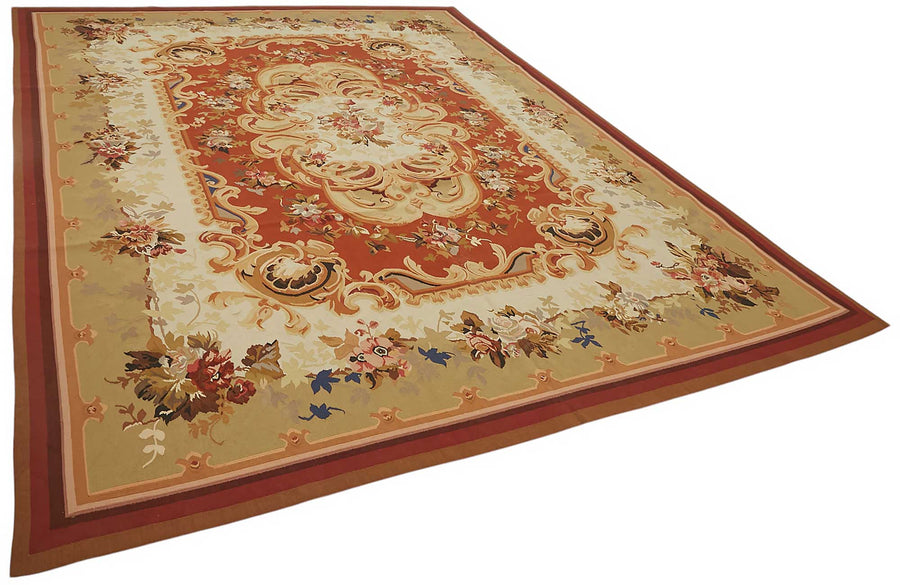 Sivemi Çiçek Desenli Kırmızı Dokuma Aubusson Halı 265x366 cm – genel görünüm