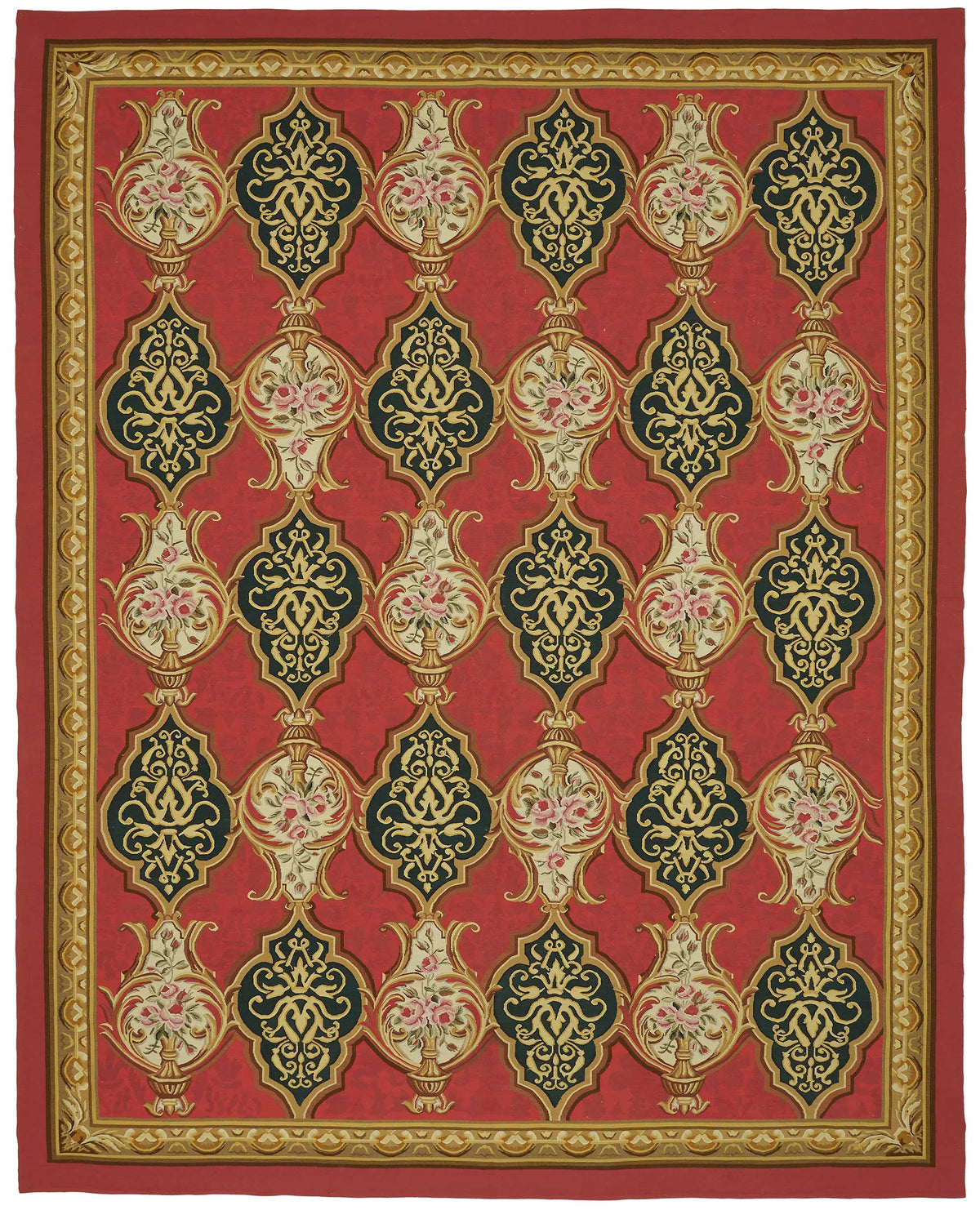 Sivemi Kırmızı Bej Geometrik Desenli El Dokuma Yün Pamuk Halı 272x346 cm