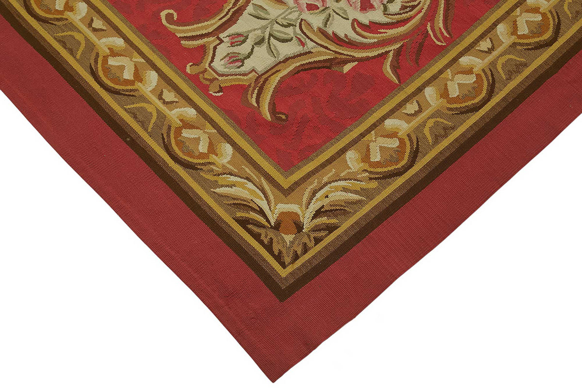 Sivemi Kırmızı Bej Geometrik Desenli El Dokuma Yün Pamuk Halı 272x346 cm – detay görünümü