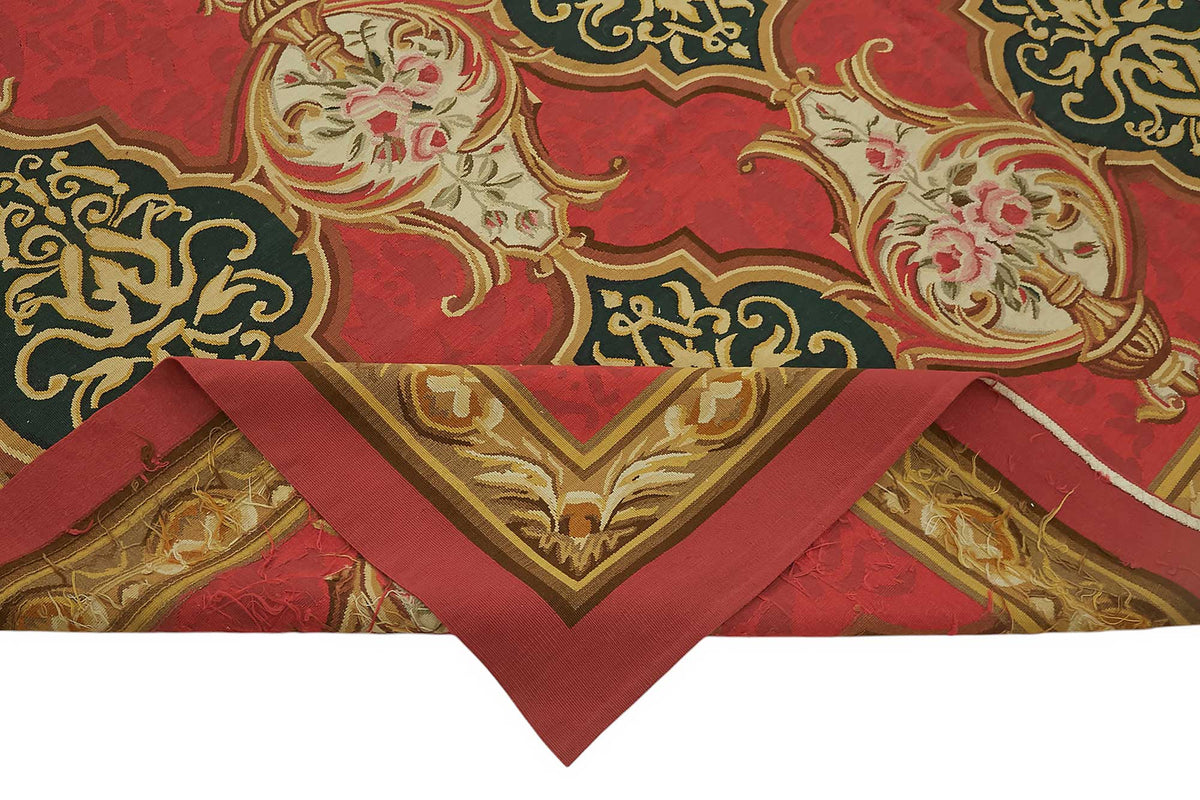 Sivemi Kırmızı Bej Geometrik Desenli El Dokuma Yün Pamuk Halı 272x346 cm – kenar detayı