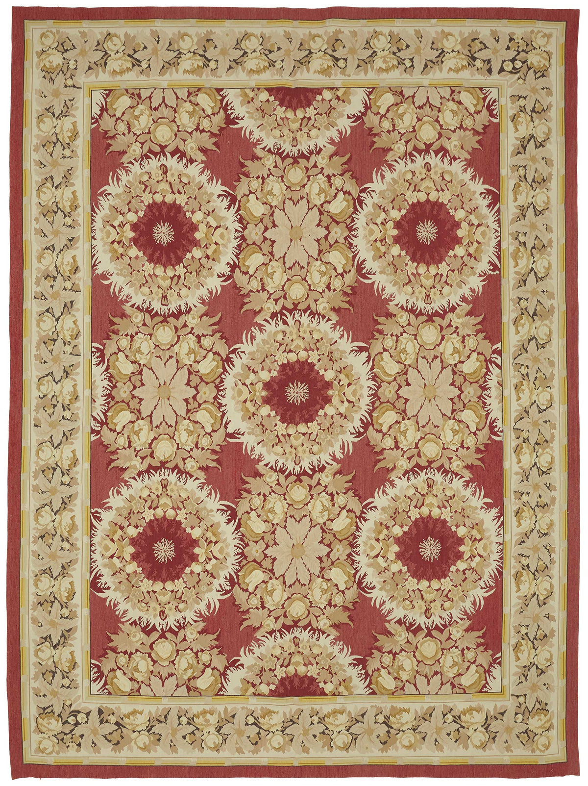 Sivemi Kırmızı Bej Vintage Çiçek Desenli El Dokuma Halı 267x361 cm