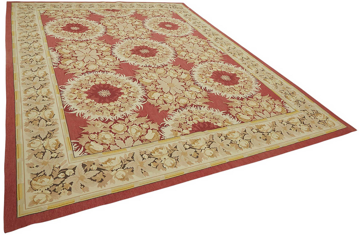 Sivemi Kırmızı Bej Vintage Çiçek Desenli El Dokuma Halı 267x361 cm – genel görünüm