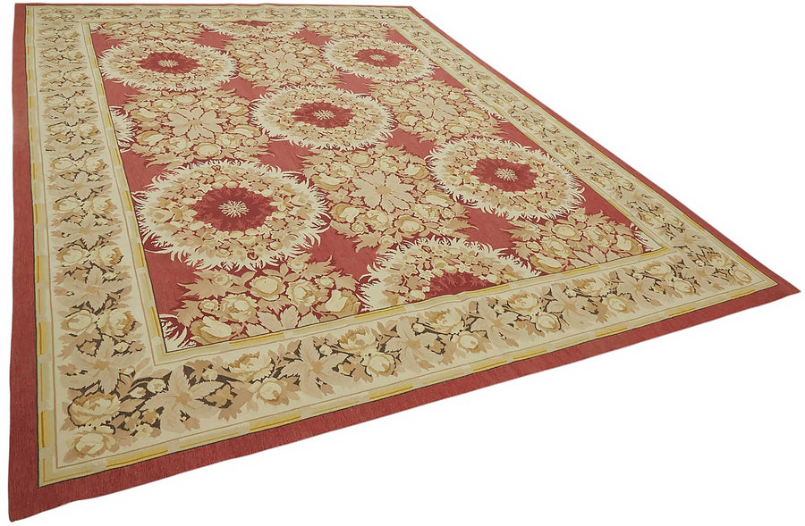 Sivemi Kırmızı Bej Vintage Çiçek Desenli El Dokuma Halı 267x361 cm – genel görünüm