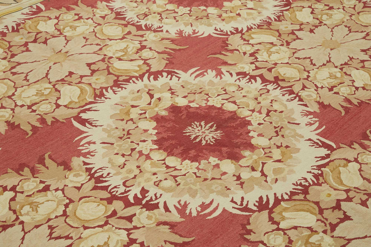 Sivemi Kırmızı Bej Vintage Çiçek Desenli El Dokuma Halı 267x361 cm – mekânda kullanım