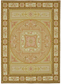 Sivemi Çiçek Desenli Bej Altın Rengi El Dokuma Halı 268x373 cm