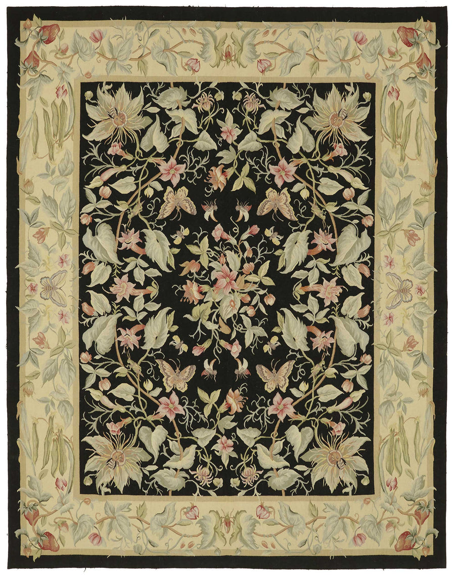 Sivemi Siyah Halı Vintage Çiçek Desenli El Dokuma 242x311 cm 47397