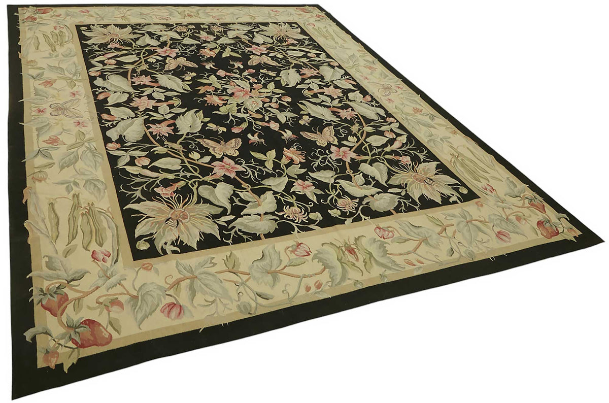 Sivemi Siyah Halı Vintage Çiçek Desenli El Dokuma 242x311 cm 47397 – genel görünüm