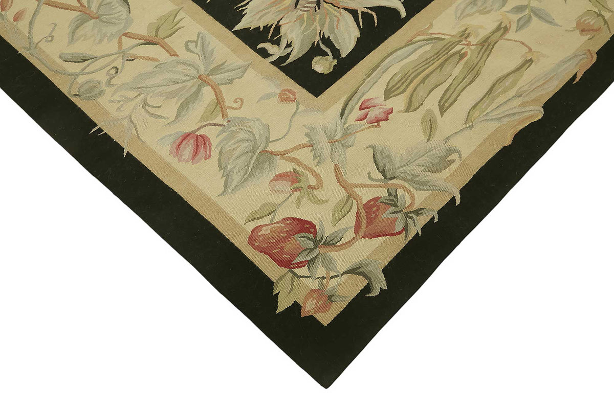 Sivemi Siyah Halı Vintage Çiçek Desenli El Dokuma 242x311 cm 47397 – detay görünümü