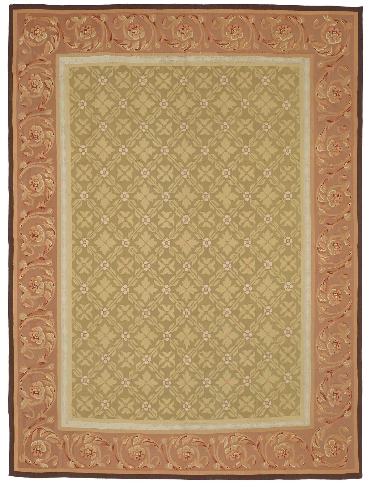 Sivemi Geometrik Desenli Bej Kahverengi Düz Dokuma Halı 264x353 cm