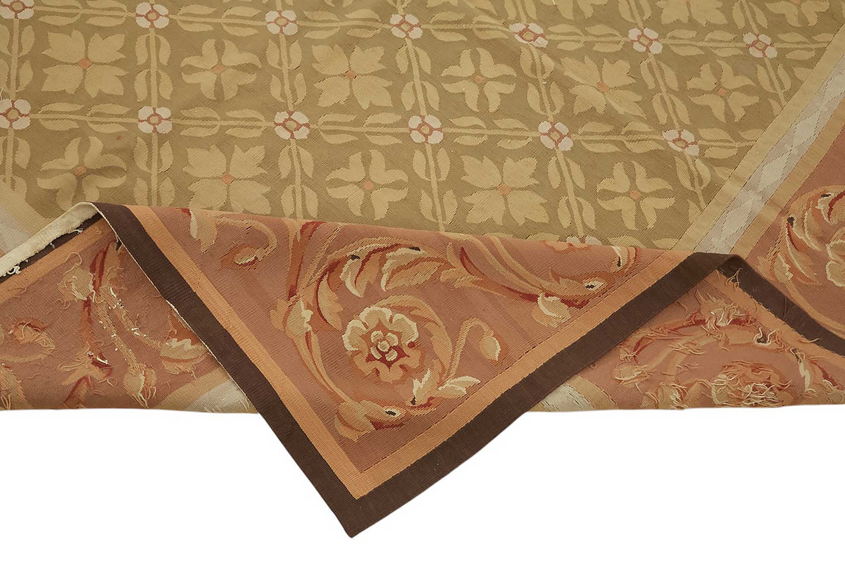 Sivemi Geometrik Desenli Bej Kahverengi Düz Dokuma Halı 264x353 cm – kenar detayı