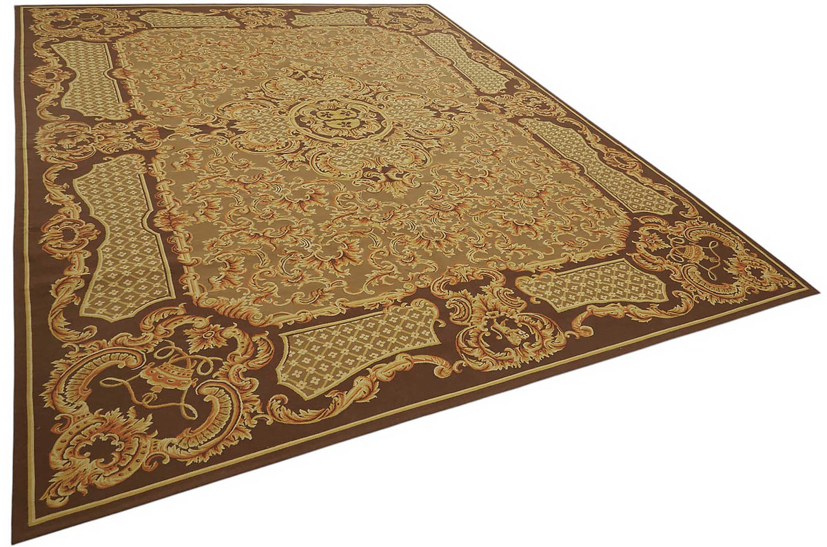 Sivemi Madalyon Desenli Kahverengi ve Bej El Dokuma Halı 277x356 cm – genel görünüm