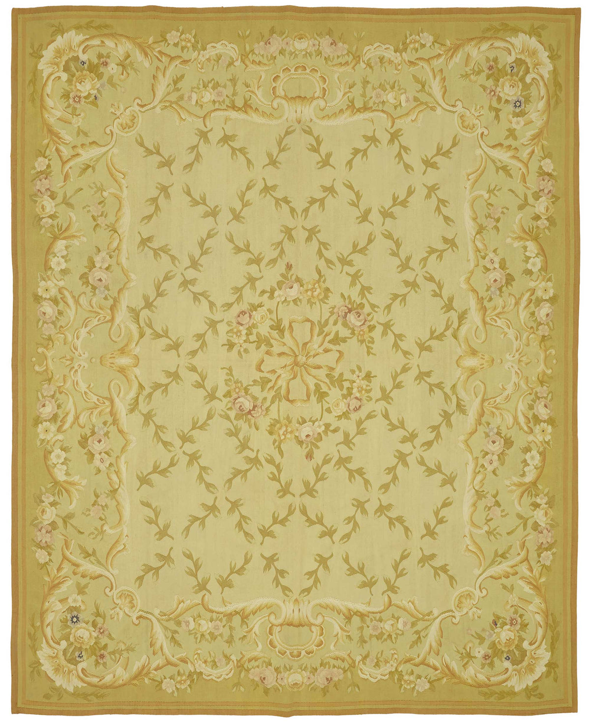 Sivemi Sarı Bej Çiçek Desenli Pamuk Yün El Dokuma Halı 239x300 cm