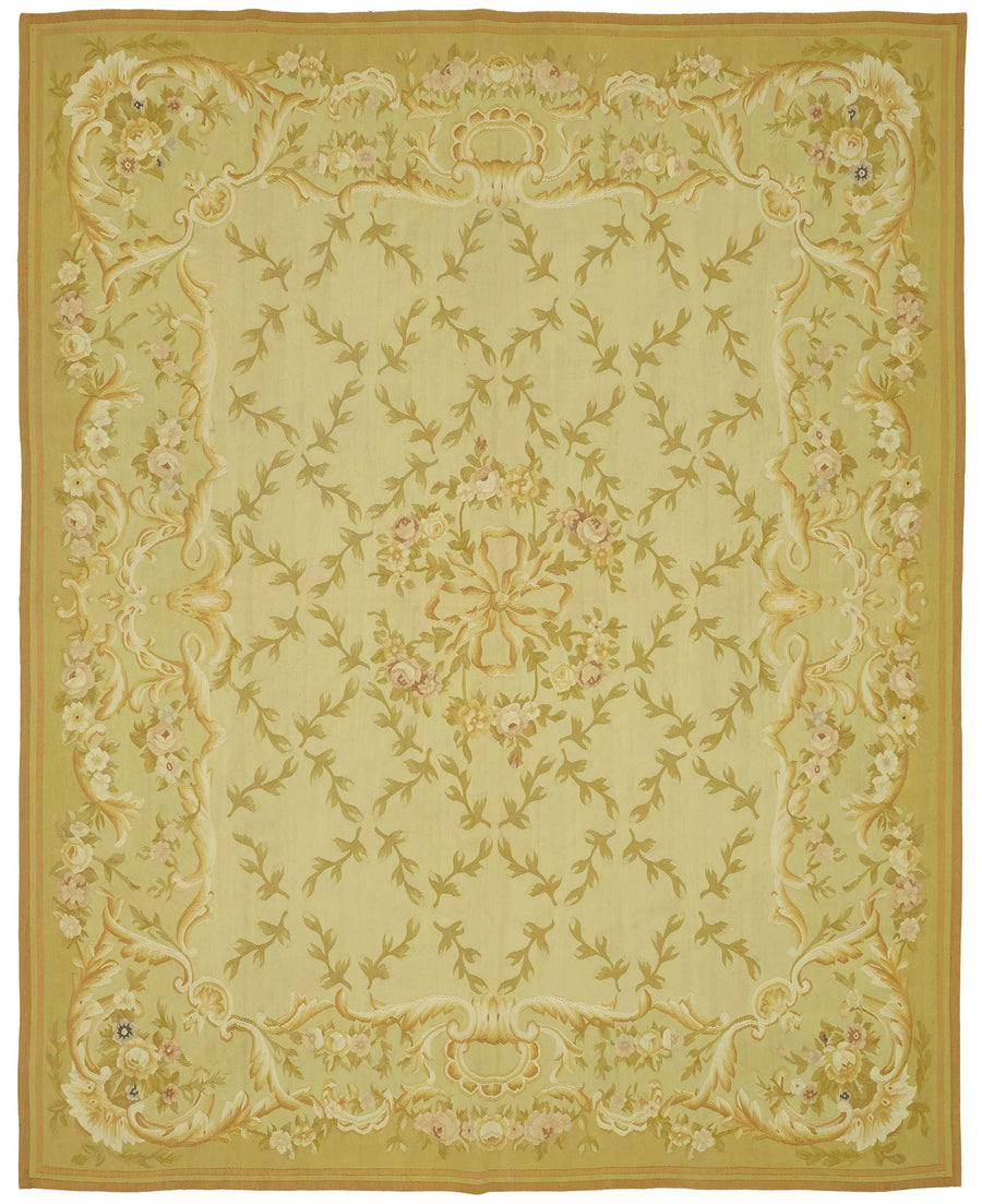 Sivemi Sarı Bej Çiçek Desenli Pamuk Yün El Dokuma Halı 239x300 cm