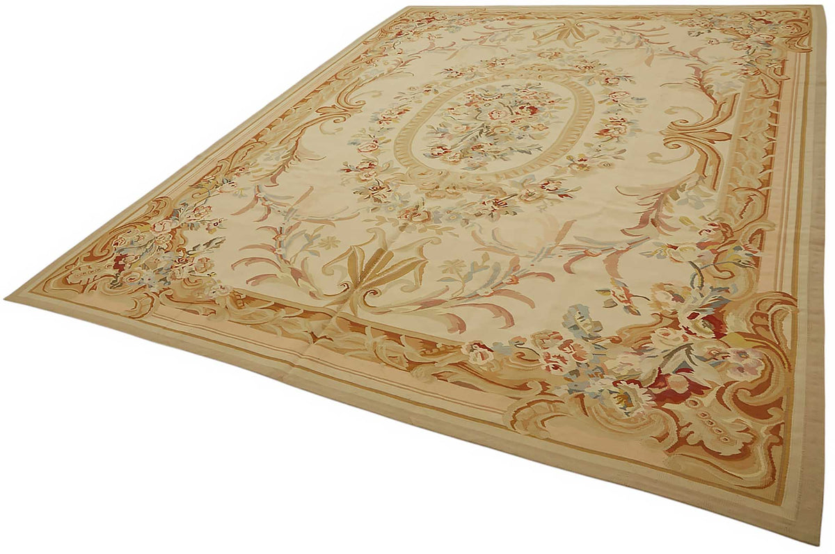 Sivemi Bej Zeminli Floral Desenli El Dokuma Halı 275x354 cm 47406 – doku yakın çekim