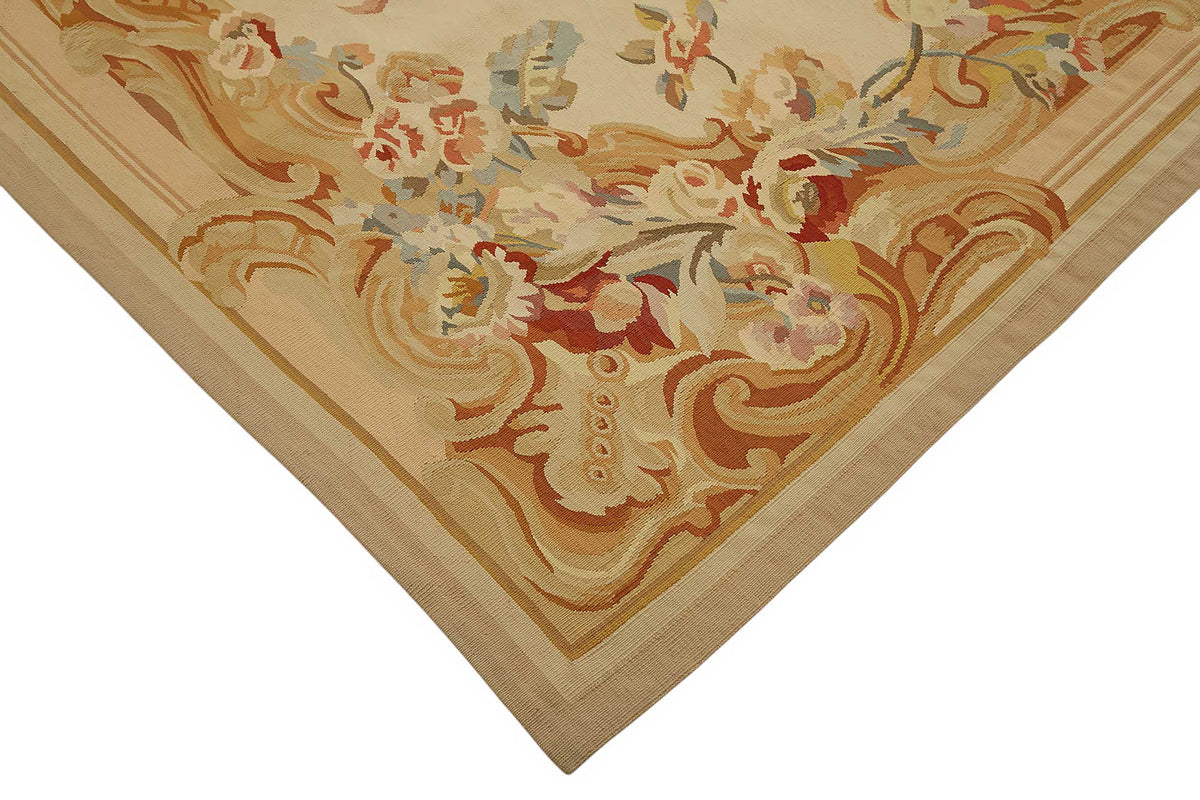 Sivemi Bej Zeminli Floral Desenli El Dokuma Halı 275x354 cm 47406 – detay görünümü