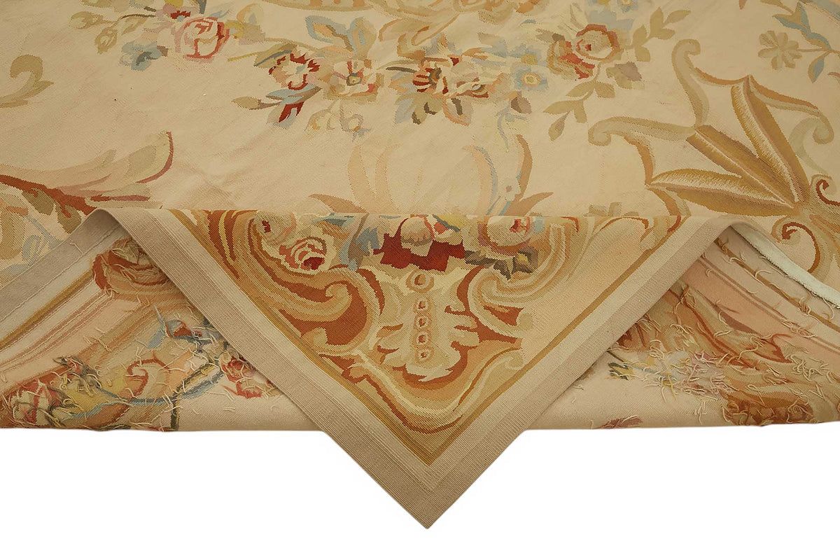 Sivemi Bej Zeminli Floral Desenli El Dokuma Halı 275x354 cm 47406 – kenar detayı