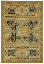 Sivemi Altın ve Lacivert Geometrik Desenli El Dokuma Halı 297x448 cm