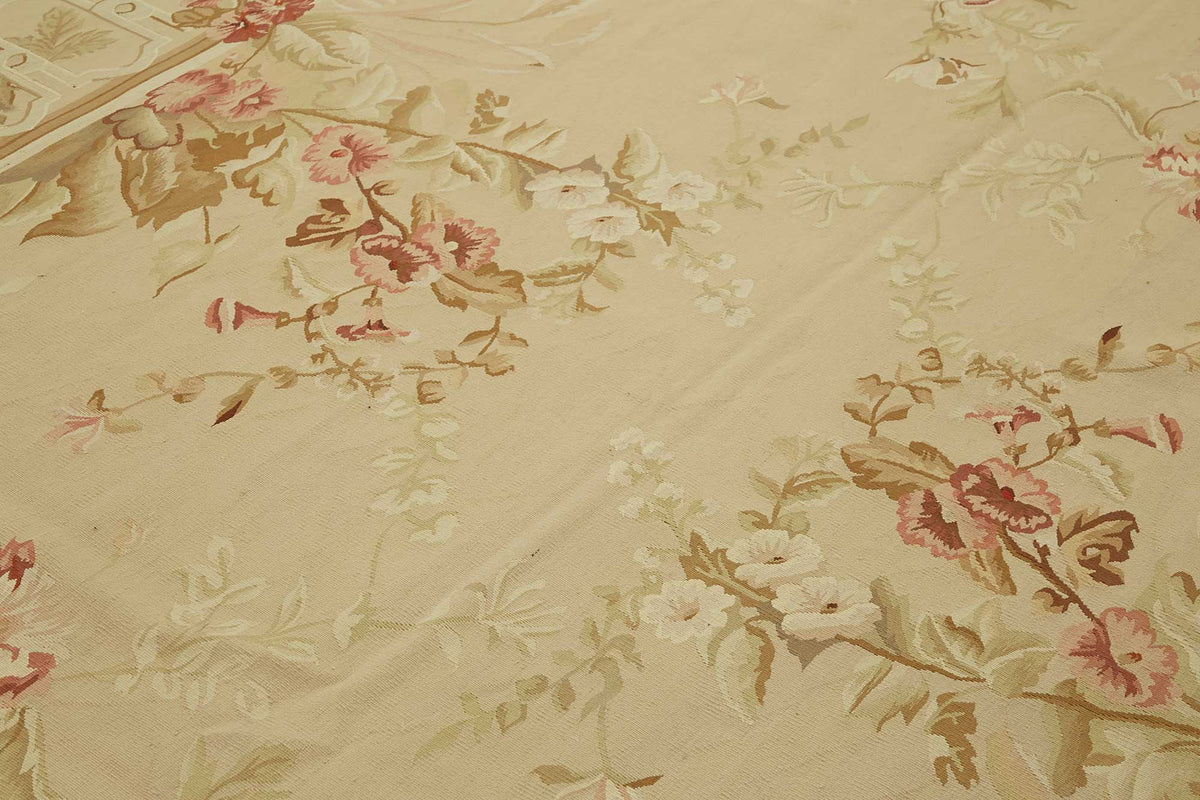 Sivemi Düz Kahverengi Halı Klasik Çiçekli Aubusson 279x366 cm 47410 – mekânda kullanım