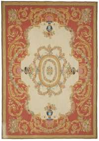 Sivemi Çiçek Desenli Kırmızı ve Bej Vintage Halı 298x431 cm