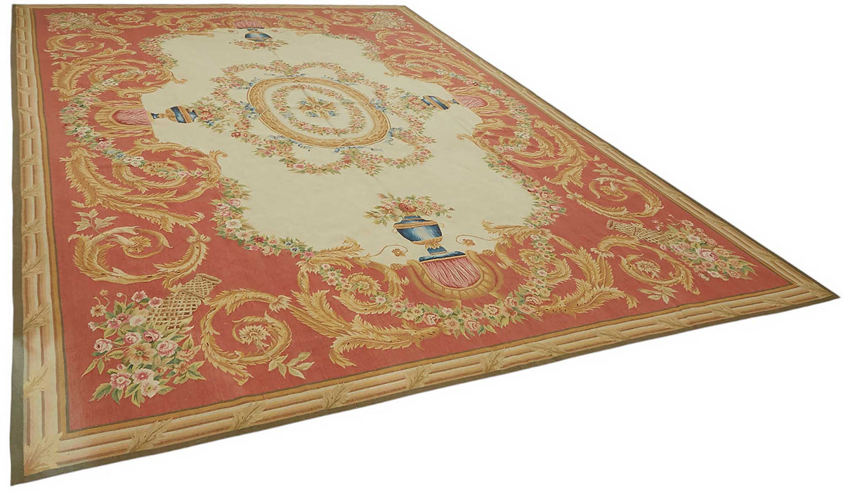 Sivemi Çiçek Desenli Kırmızı ve Bej Vintage Halı 298x431 cm – genel görünüm