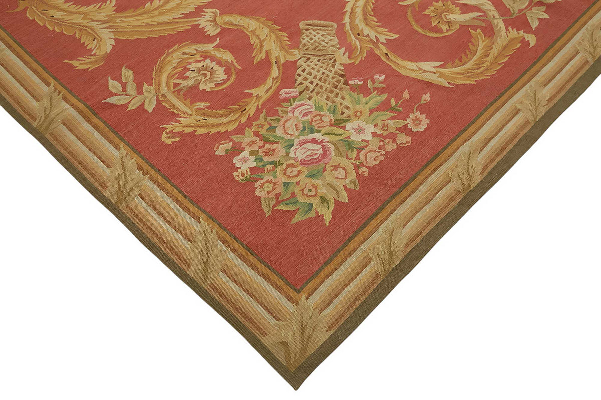 Sivemi Çiçek Desenli Kırmızı ve Bej Vintage Halı 298x431 cm – detay görünümü