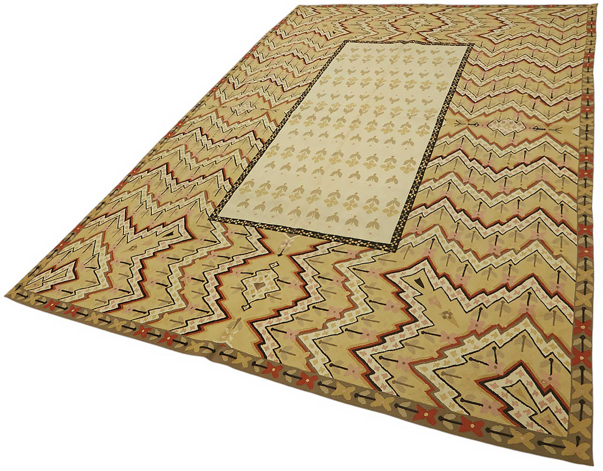 Sivemi Kahverengi Halı 6 m² Kareli Desenli Düz Dokuma 196x311 cm – doku yakın çekim