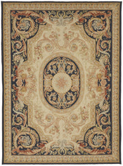 Sivemi Lacivert Bej Madalyon Desenli Klasik El Dokuma Halı 272x368 cm