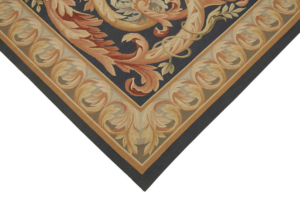 Sivemi Lacivert Bej Madalyon Desenli Klasik El Dokuma Halı 272x368 cm – detay görünümü