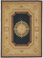 Sivemi Lacivert Bej Halı El Dokuma Madalyon Desenli 274x375 cm 47416