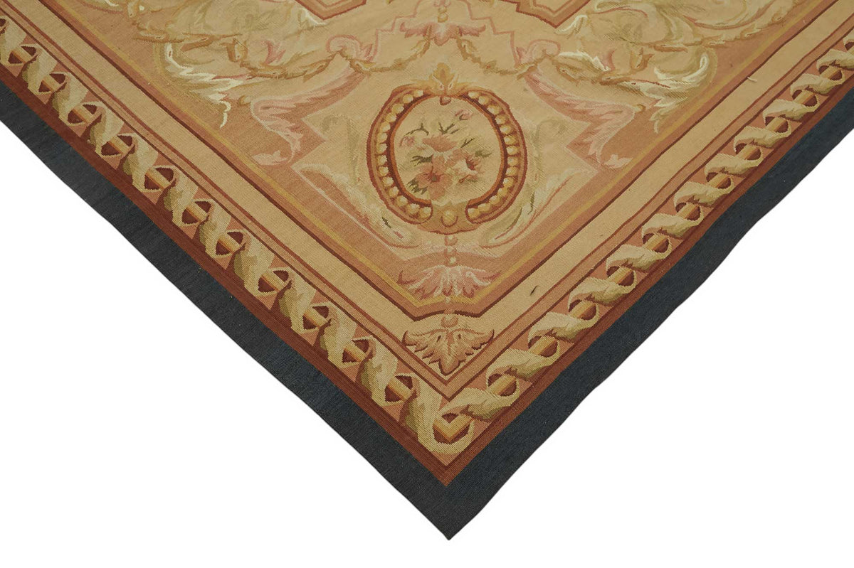 Sivemi Lacivert Bej Halı El Dokuma Madalyon Desenli 274x375 cm 47416 – detay görünümü