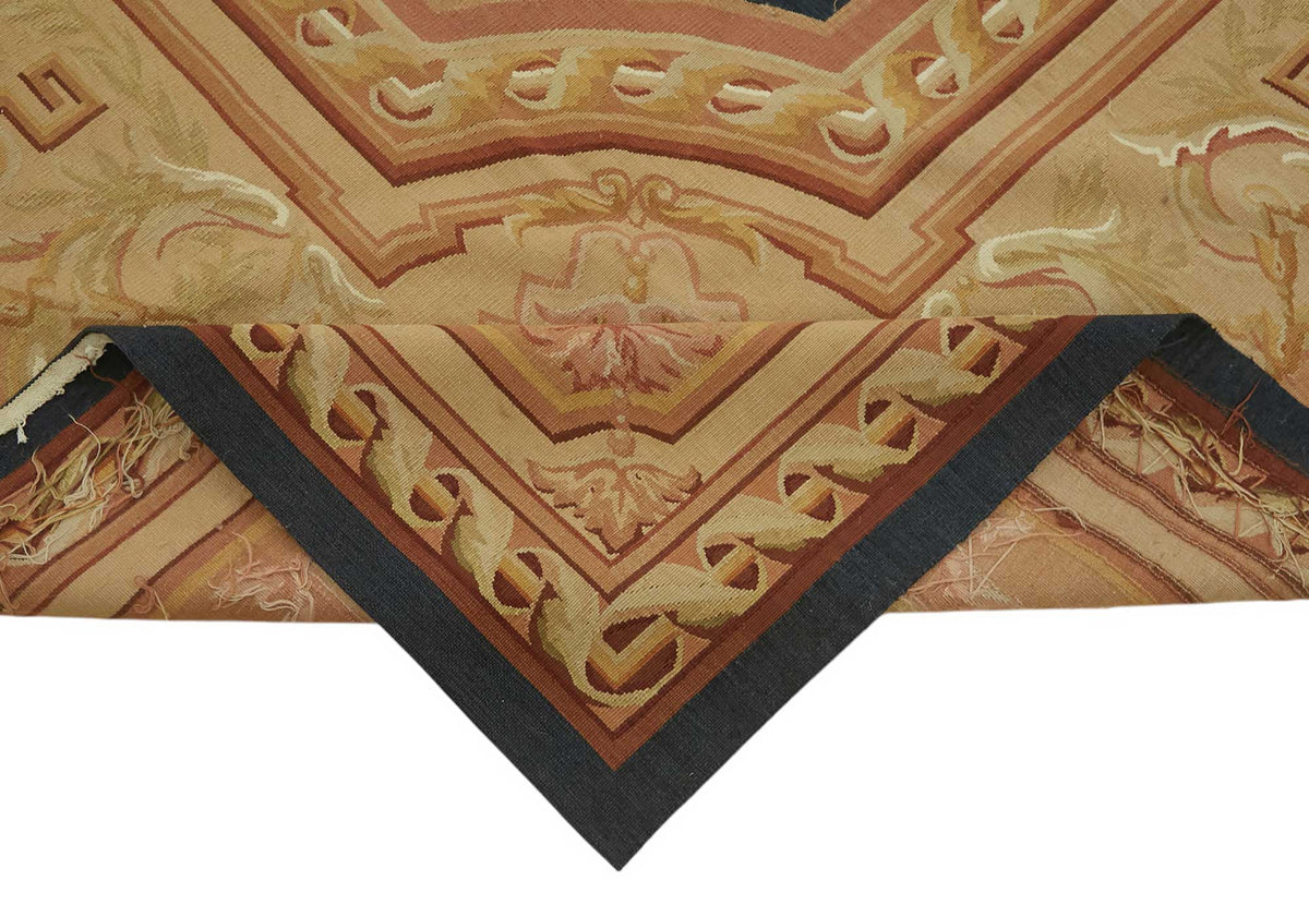 Sivemi Lacivert Bej Halı El Dokuma Madalyon Desenli 274x375 cm 47416 – kenar detayı