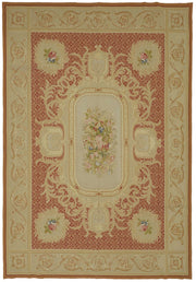 Sivemi Bej Kırmızı Çiçek Desenli Klasik El Dokuma Halı 295x431 cm
