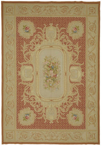 Sivemi Bej Kırmızı Çiçek Desenli Klasik El Dokuma Halı 295x431 cm