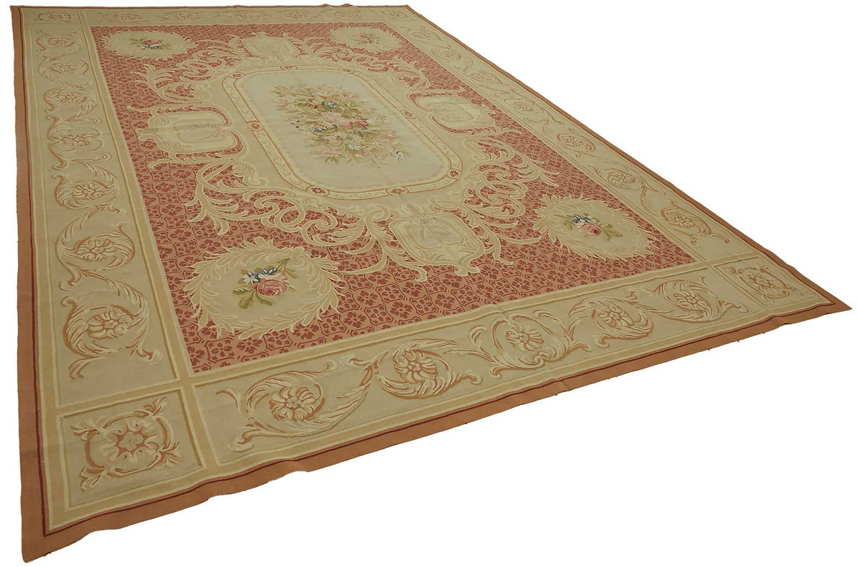 Sivemi Bej Kırmızı Çiçek Desenli Klasik El Dokuma Halı 295x431 cm – genel görünüm
