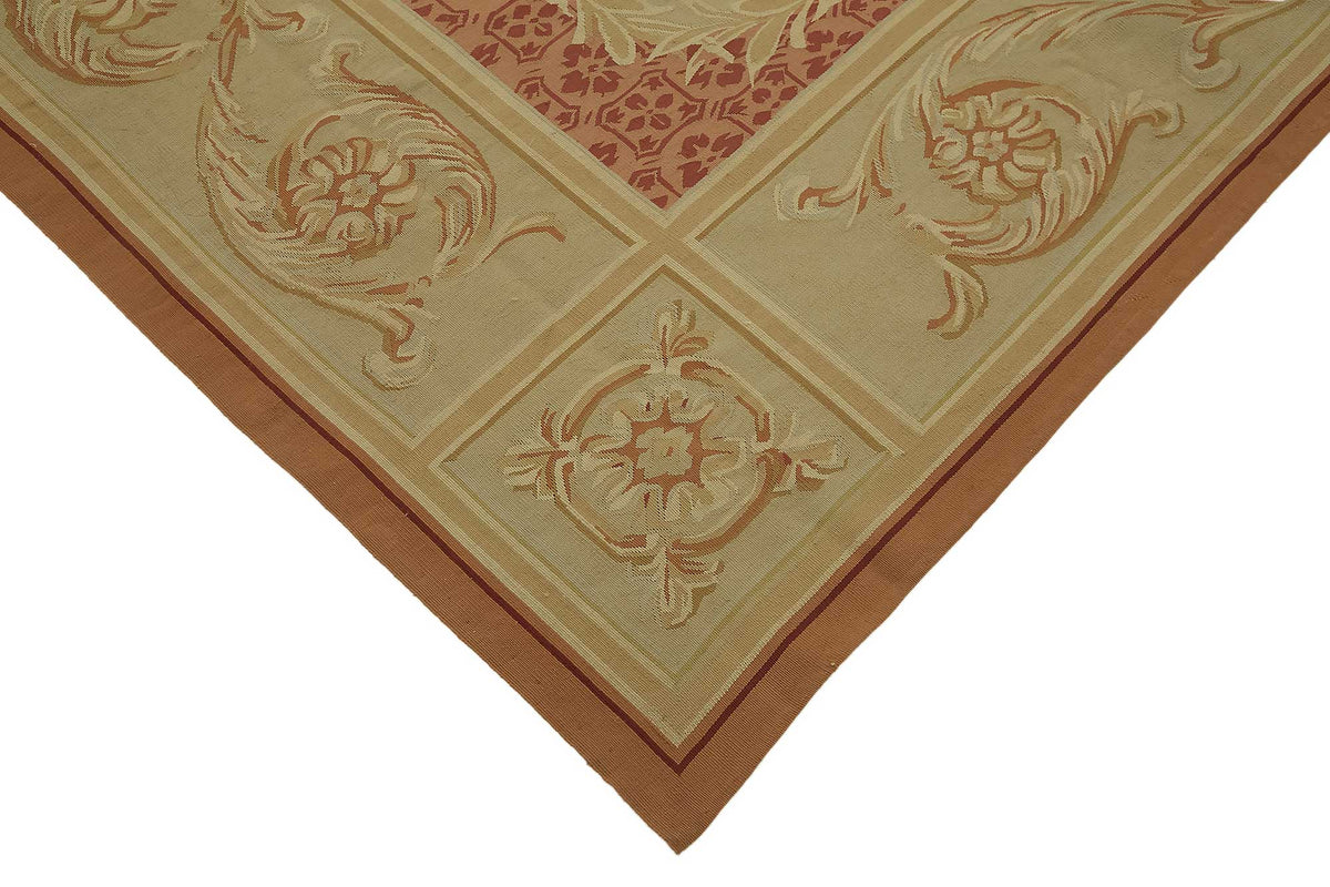 Sivemi Bej Kırmızı Çiçek Desenli Klasik El Dokuma Halı 295x431 cm – detay görünümü