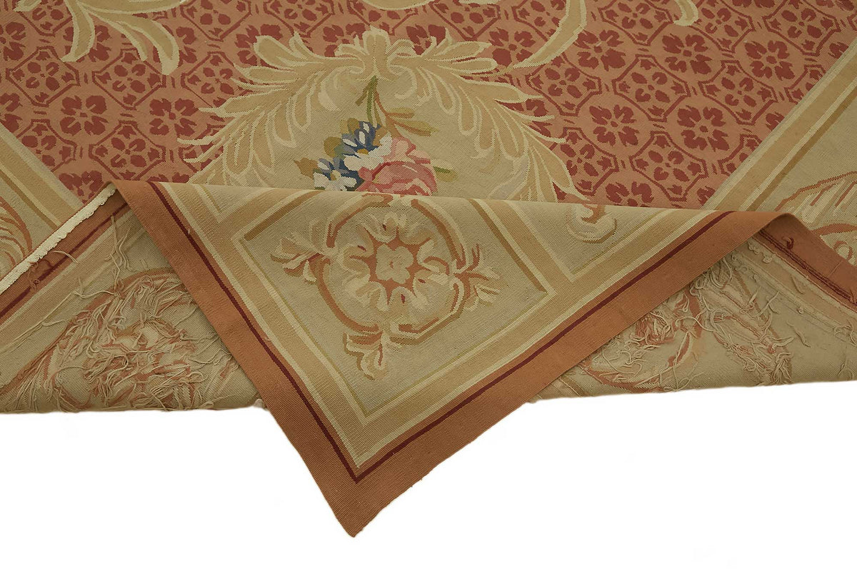 Sivemi Bej Kırmızı Çiçek Desenli Klasik El Dokuma Halı 295x431 cm – kenar detayı