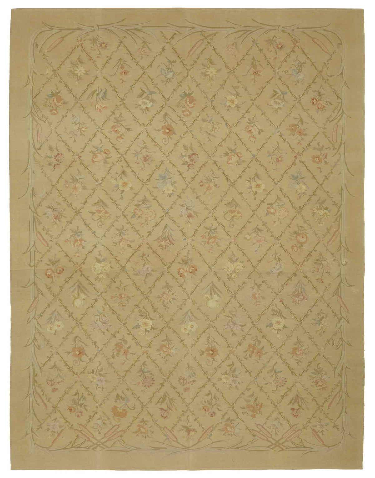 Sivemi Vintage Bej Krem Geometrik Desenli El Dokuma Halı 272x360 cm