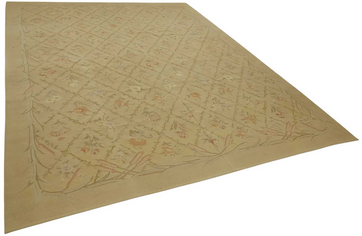 Sivemi Vintage Bej Krem Geometrik Desenli El Dokuma Halı 272x360 cm – genel görünüm