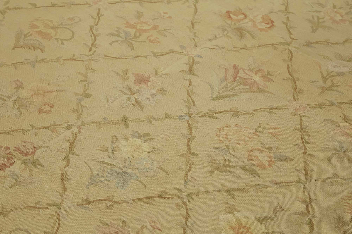 Sivemi Vintage Bej Krem Geometrik Desenli El Dokuma Halı 272x360 cm – mekânda kullanım