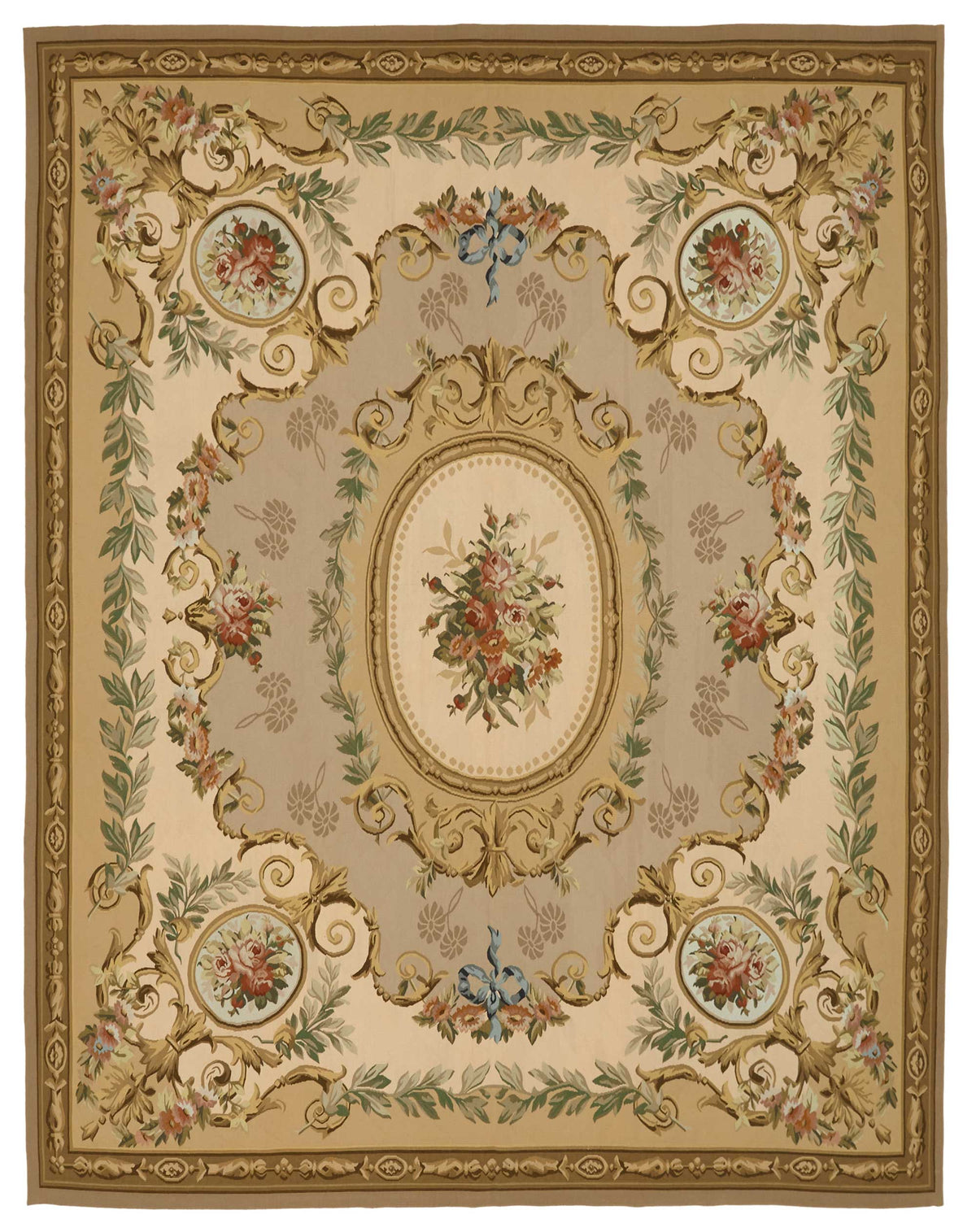 Sivemi Düz Kahverengi Halı: Bej Zeminli Çiçek Desenli 263x334 cm