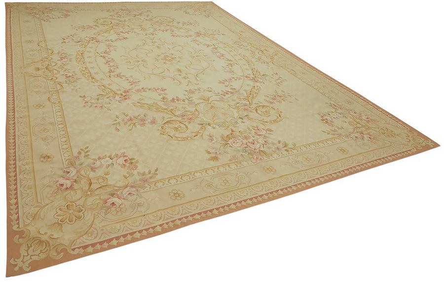 Sivemi Açık Pembe ve Gold Çiçek Desenli El Dokuma Halı 301x440 cm – genel görünüm