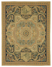 Sivemi Aubusson Bej Lacivert Kareli El Dokuma Halı 240x312 cm 47423