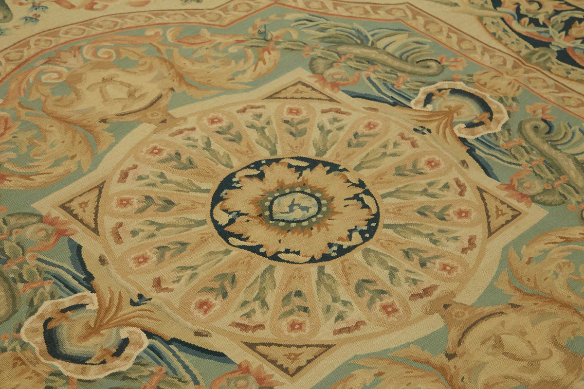 Sivemi Aubusson Bej Lacivert Kareli El Dokuma Halı 240x312 cm 47423 – mekânda kullanım
