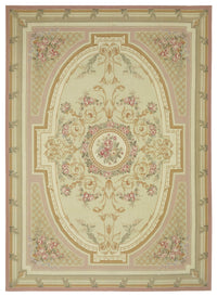 Sivemi Krem Pembe Çiçek Desenli Klasik El Dokuma Halı 307x429 cm
